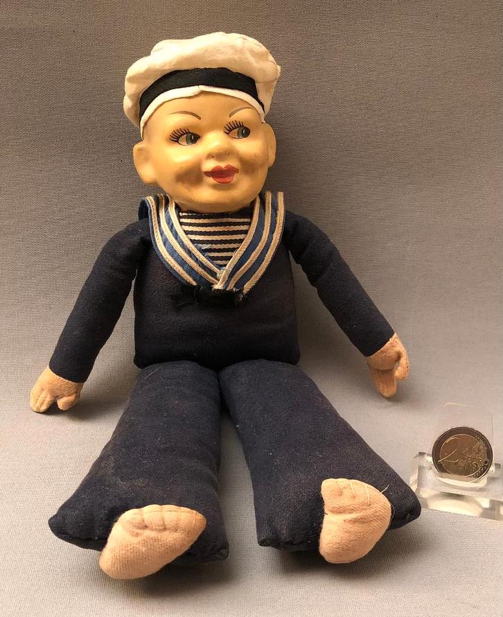 Norah Wellings 'Jolly Boy' Sailor Boy Matrozenpop, 40s/50s, Verzamelen, Poppen, Gebruikt, Fashion Doll, Ophalen of Verzenden