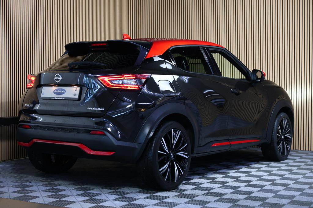 Nissan Juke 1.0 DIG-T N-Design AUT BOSE CARPLAY ACC LEER DAB, Auto's, Nissan, Gebruikt, Zwart, Adaptive Cruise Control, Zwart