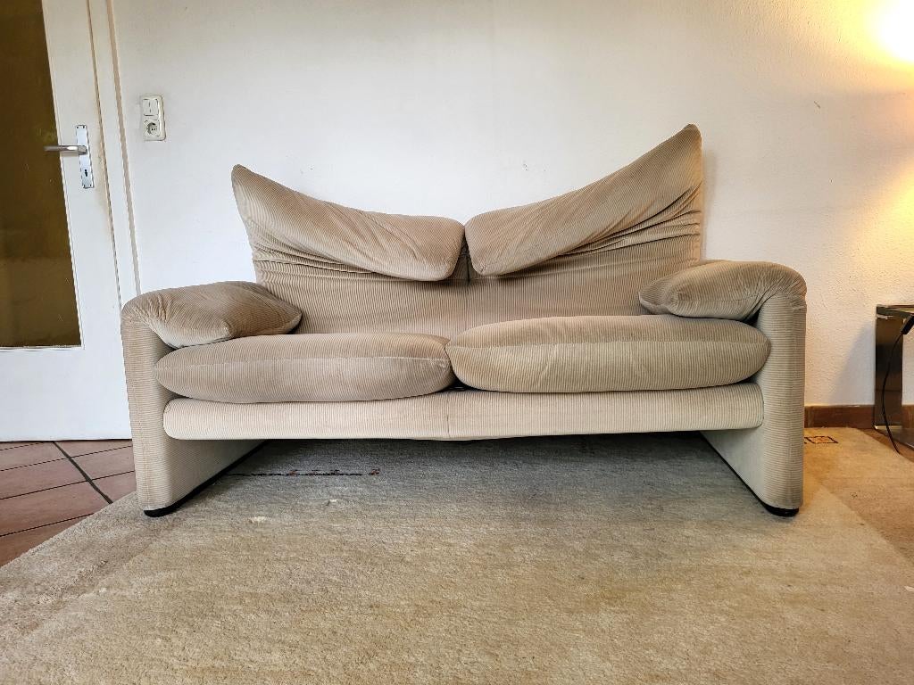 Vintage CASSINA Maralunga Design Sofa/Bank 80s, Gebruikt, 150 tot 200 cm, Tweepersoons, 75 tot 100 cm