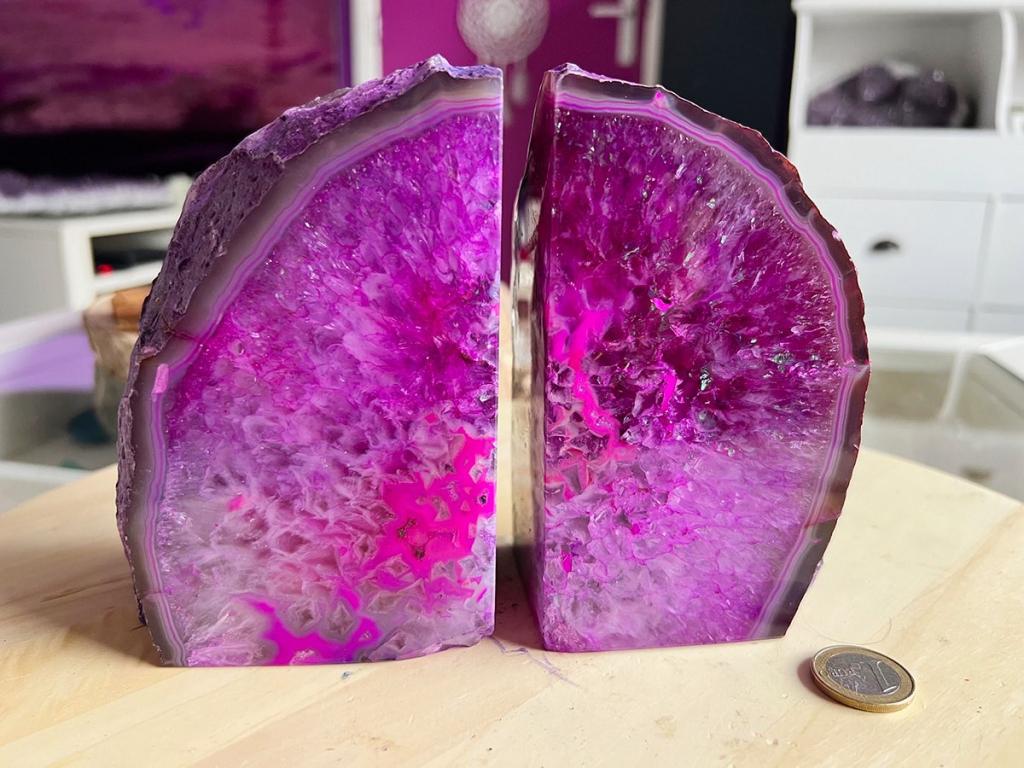 Agaat boekensteun roze diverse maten en gewicht, Ophalen of Verzenden, Mineraal