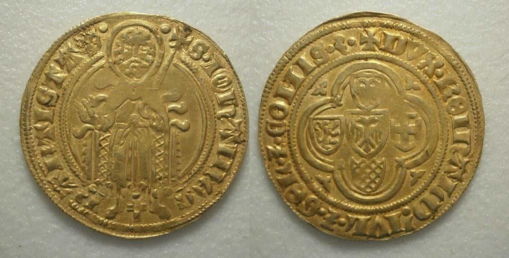 Gelderland Reinoud IV 1402-1423 St. Jansgoudgulden Arnhem -R, Postzegels en Munten, Munten | Nederland, 1 gulden, Vóór koninkrijk