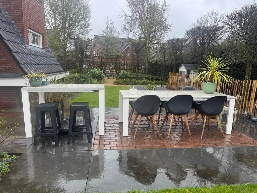 Gratis tuintafel en bartafel voor buiten (opknapper), Tuin en Terras, Ophalen, Gebruikt, Rechthoekig, Hout