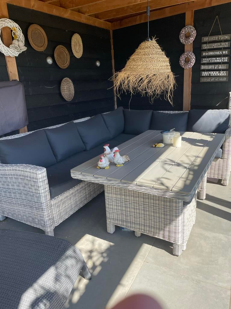 Luxe Tuin/loungeset met weerbestendige kussens en polywood t, Ophalen, 5 zitplaatsen, Zo goed als nieuw, Loungeset