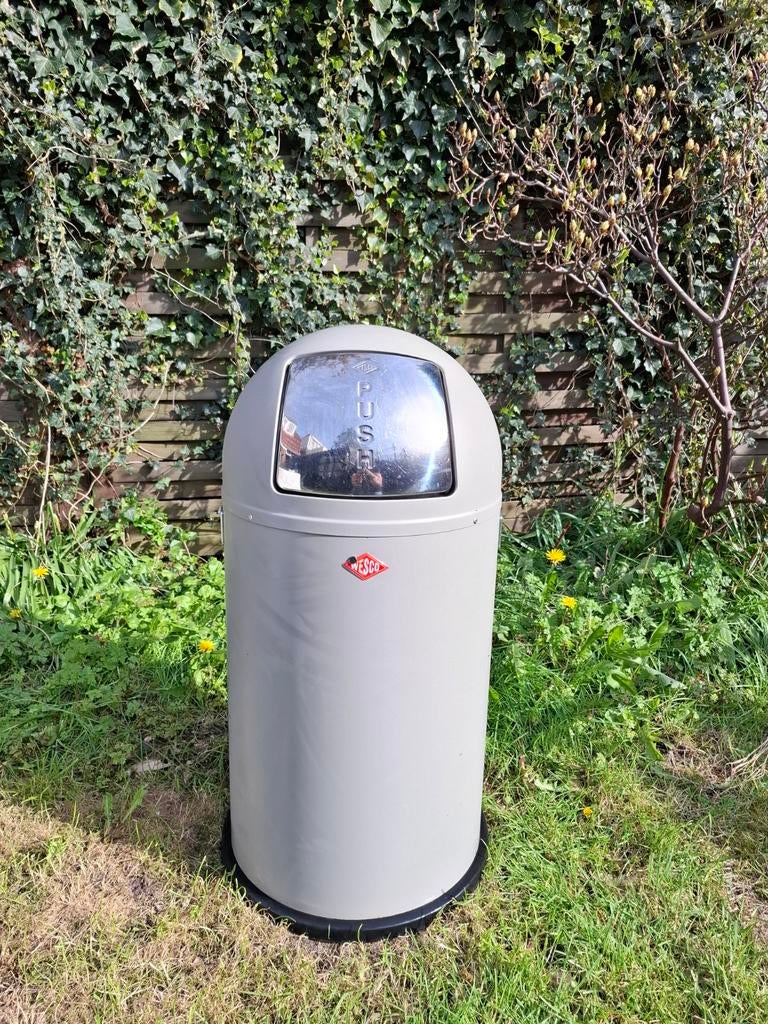 WESCO Pushboy Prullenbak 50 Liter Grijs, Ophalen, 50 tot 75 cm, 40 liter of meer, Metaal