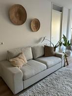 (slaap)bank 2-zits + poef–beige–zo goed als nieuw, Ophalen, Japandi, 125 cm of meer, 125 cm of meer