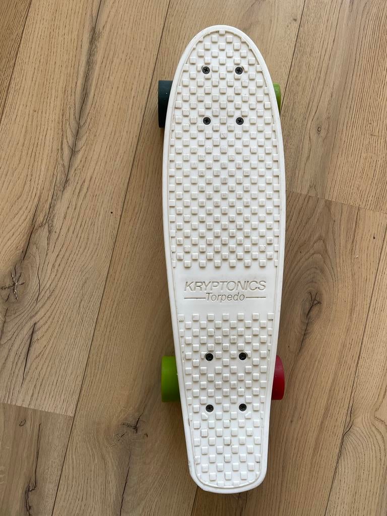 Kryptonics Torpedo Pennyboard - Wit met gekleurde wielen, Ophalen, Gebruikt, Skateboard