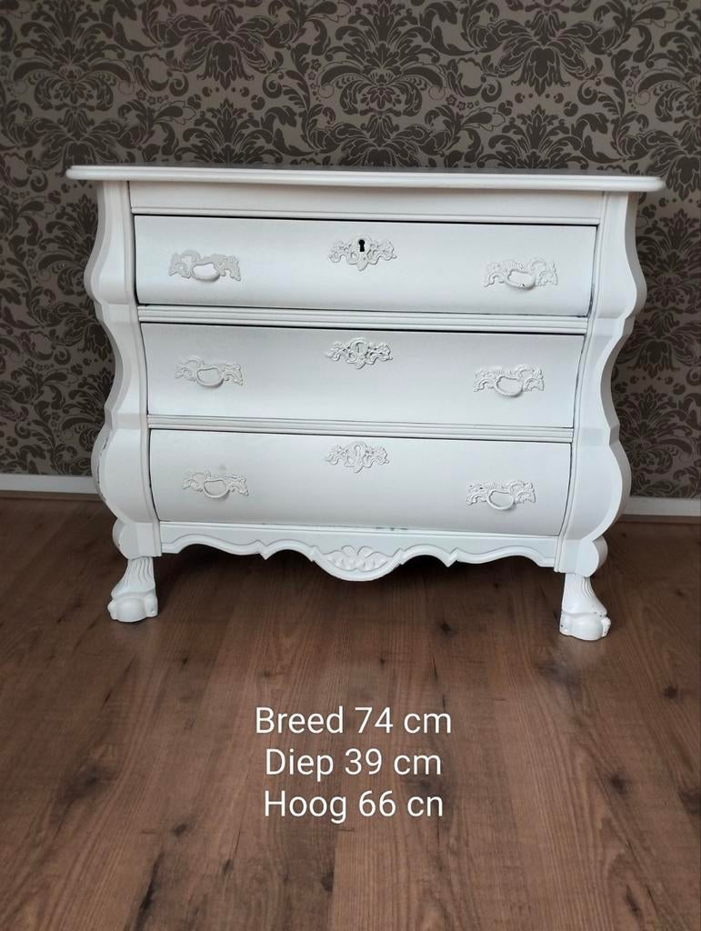 Brocante buikkastje, Huis en Inrichting, Ophalen, Gebruikt, 50 tot 100 cm, 3 of 4 laden