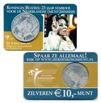 zilveren €10 jubileummunt Beatrix in UNC-kwaliteit, Koningin Beatrix, Zilver, Losse munt, Overige waardes