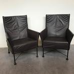 2 Montis Charly design fauteuils modern bruin leer, Huis en Inrichting, Gebruikt, Ophalen of Verzenden, Nvt, Nvt