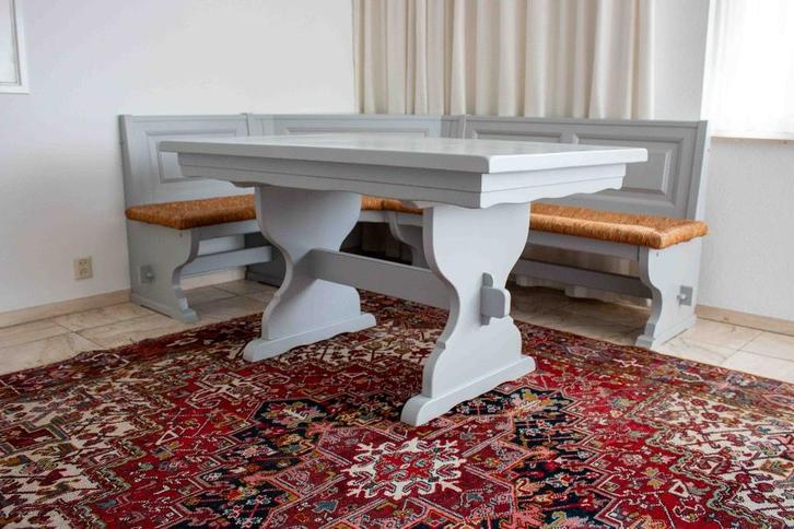 Gerestylede Oostenrijkse Eethoek, Hoekbank + Tafel, Huis en Inrichting, Complete eetkamers, Gebruikt, Minder dan 4 stoelen, Ophalen