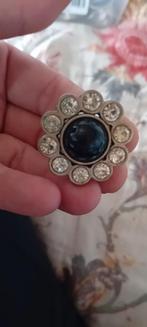 Verstelbare ring met zwarte steen en kristallen, Sieraden, Tassen en Uiterlijk, Ringen, Met kristal, Ophalen of Verzenden, Zo goed als nieuw