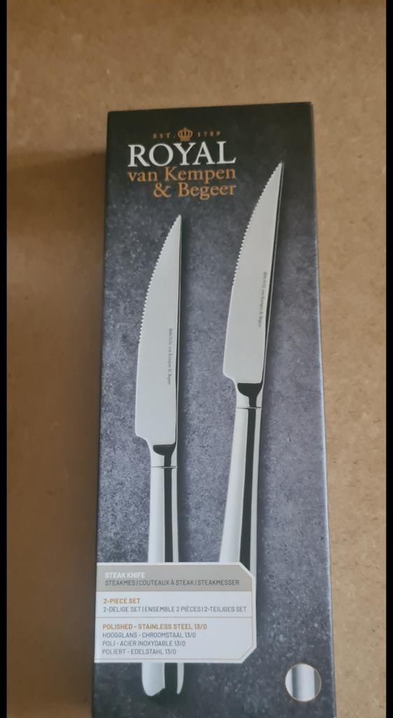 Ah royal van kempen en begeer bestek steakmessen messen, Nieuw, Ophalen of Verzenden, Rvs of Chroom, Vaatwasserbestendig