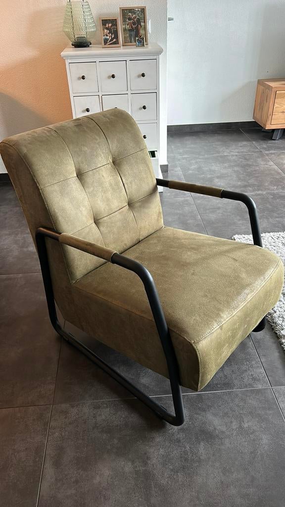 Fauteuil industrieel, Huis en Inrichting, Fauteuils, Ophalen, Minder dan 75 cm, Zo goed als nieuw, Stof
