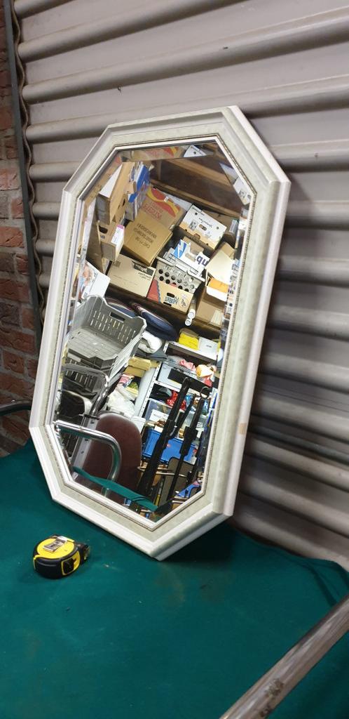 spiegel hout acht hoekige lijst, Huis en Inrichting, Woonaccessoires | Spiegels, Ophalen of Verzenden, 'T Olde Gre-j, Info@toldegrej.nl
