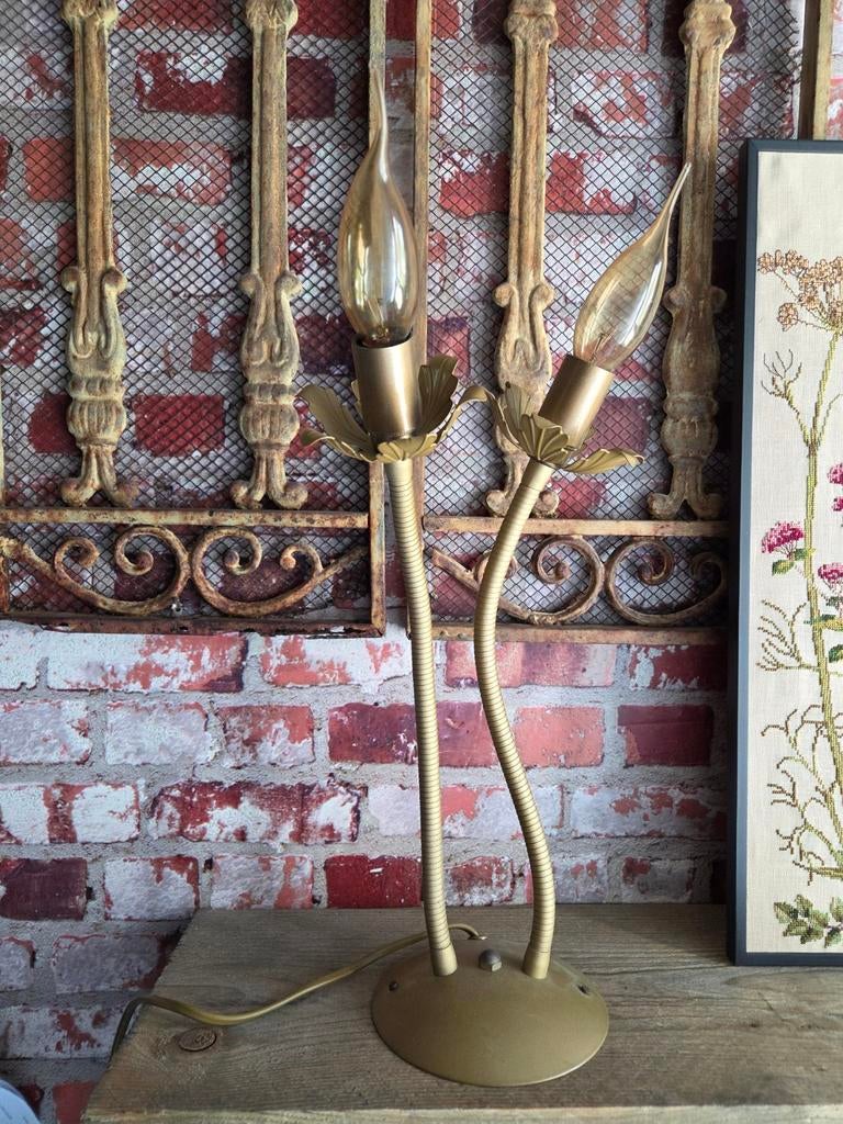 Goudkleurige Kloosterman tafellamp - 35 cm hoog, Huis en Inrichting, Lampen | Tafellampen, Gebruikt, Minder dan 50 cm, Metaal