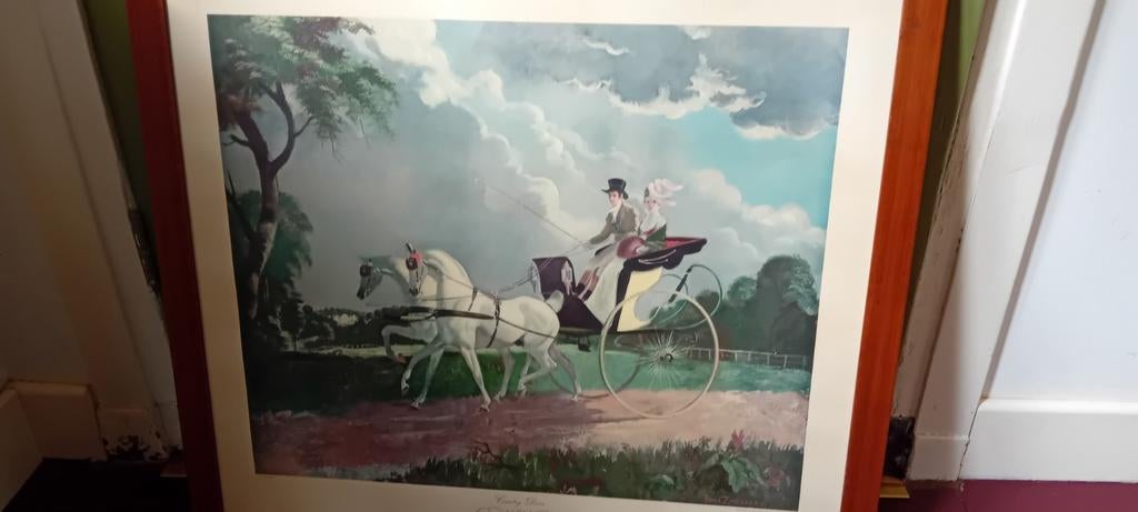 Doris Zinkeisen 1898-1991 ,Country Drive ,litho uit 1925 ,, Antiek en Kunst, Ophalen of Verzenden