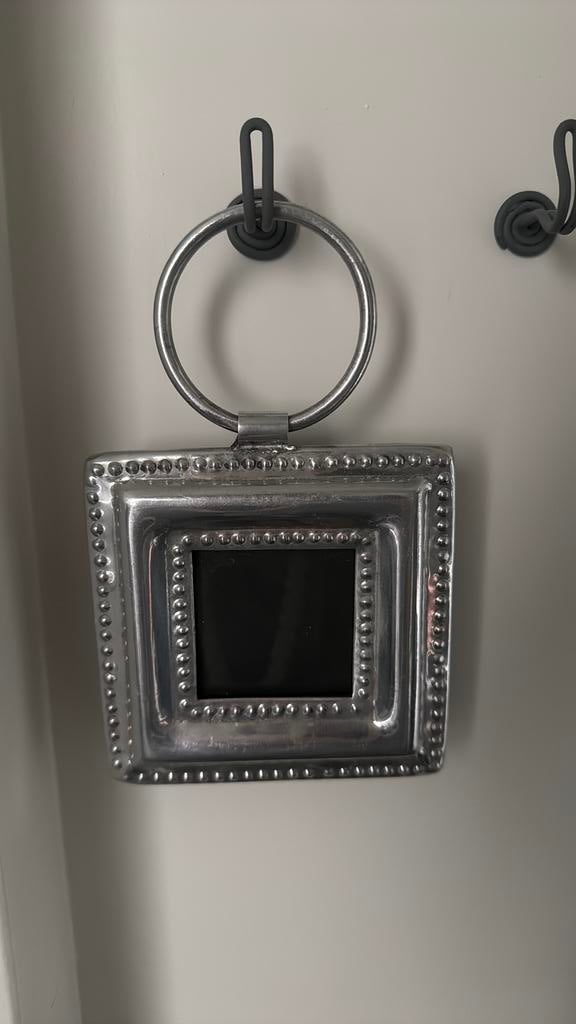 Hangend fotolijstje Riviera Maison vierkant zilver, Minder dan 50 cm, Gebruikt, Metaal of Aluminium, Ophalen of Verzenden