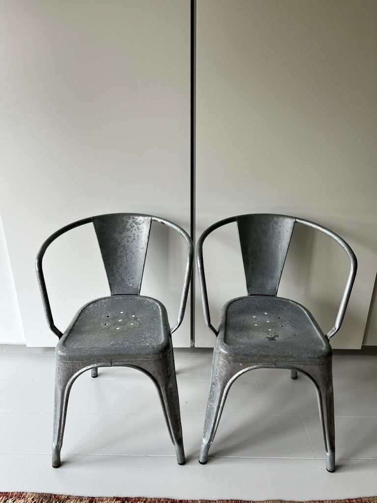 Set Tolix stoelen A56 | origineel | gegalvaniseerd | tuin, Huis en Inrichting, Ophalen, Twee, Metaal, Grijs