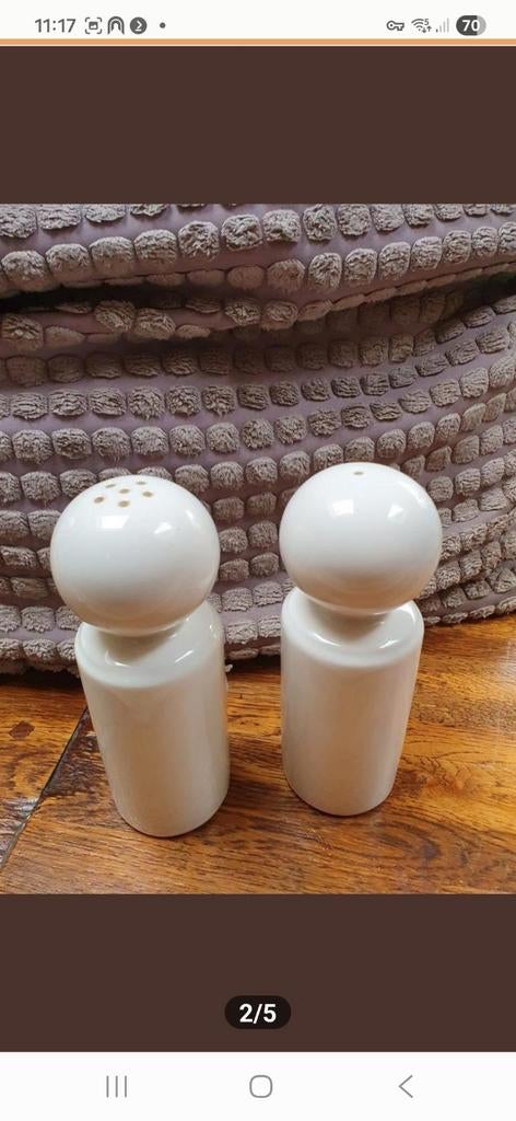 Retro zout en peper set/stel/wit stenen peper en zout stel, Ophalen of Verzenden
