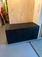 Ruime zwarte opbergdoos voor binnen of buiten, Ophalen, Kunststof, Gebruikt, 100 tot 150 cm