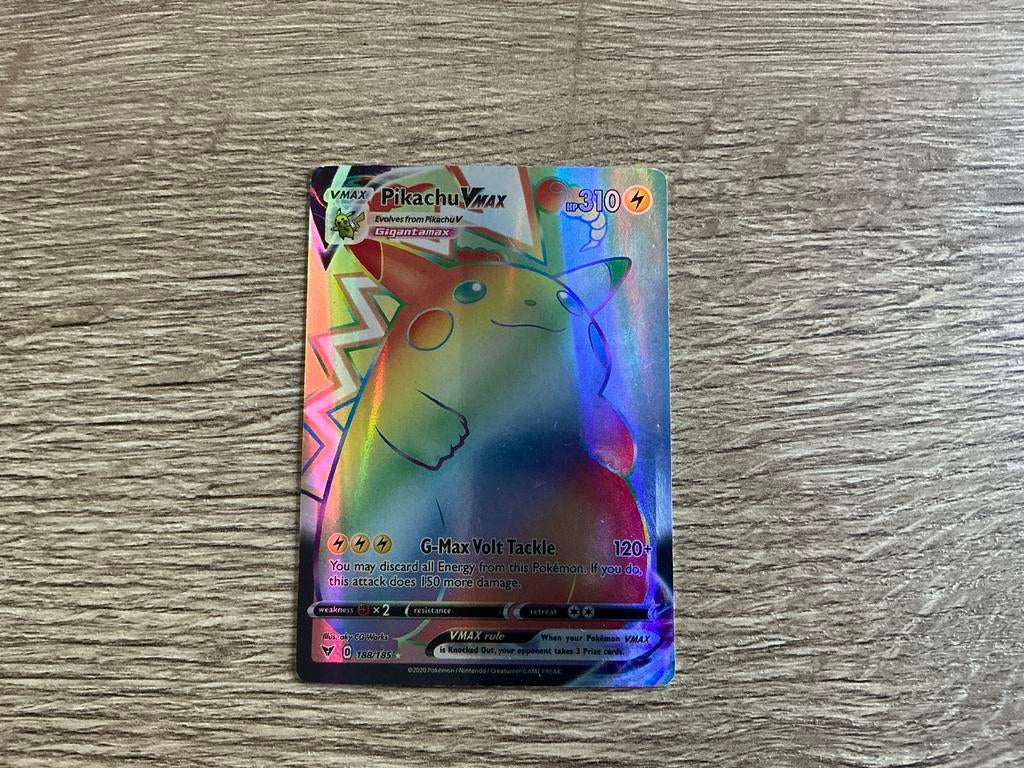 Pikachu VMAX Rainbow Rare Pokémon Kaart (SWSH04: Vivid Volta, Ophalen, Zo goed als nieuw, Losse kaart, Foil