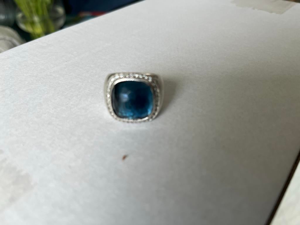 Ti Sento Milano Zilveren Ring met Blauwe Steen en Diamanten, 18 tot 19, Gebruikt, Blauw, Ophalen of Verzenden