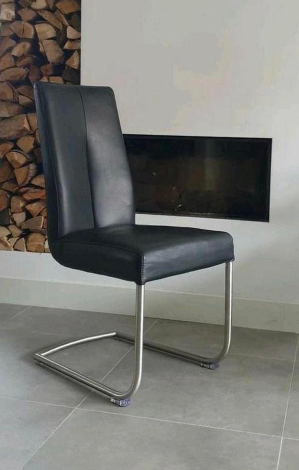 4/6/8/10 zwart leder Henders &Hazel design stoelen rvs greep, Huis en Inrichting, Stoelen, Ophalen, Labeled collection, Zwart