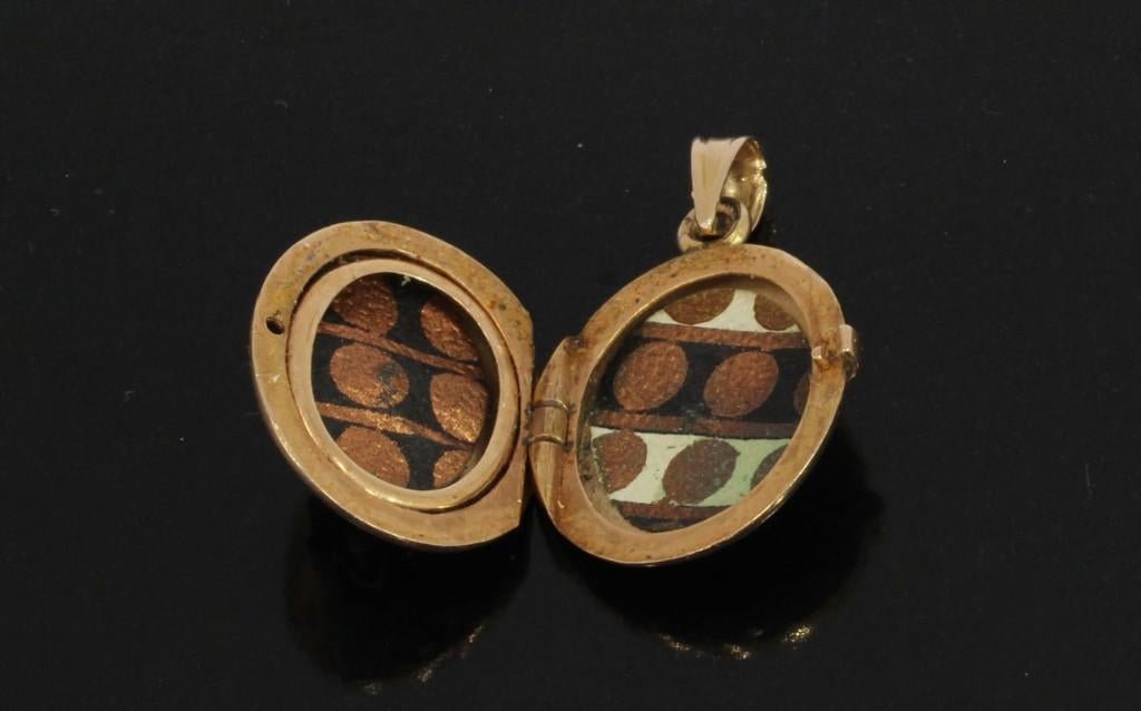 Medaillon foto parels 14k gouden ketting hanger antiek dames, Sieraden, Tassen en Uiterlijk, Antieke sieraden, Verzenden, Goud