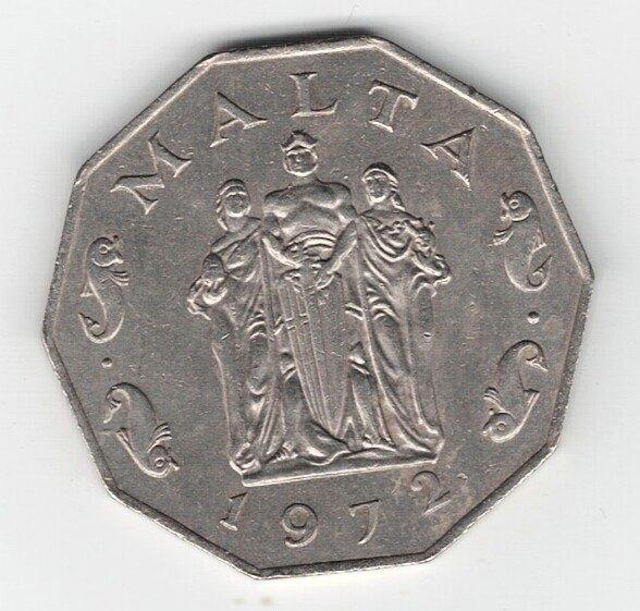 26-447 Malta 50 cent 1972, Postzegels en Munten, Munten | Europa | Niet-Euromunten, Losse munt, Overige landen, Ophalen of Verzenden