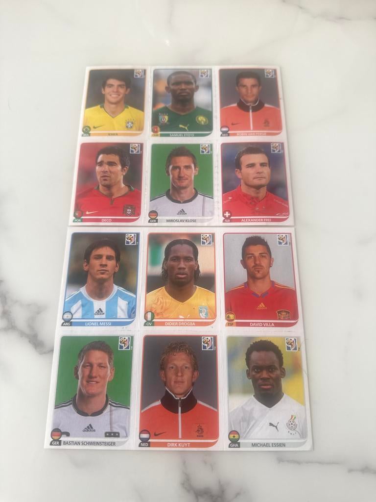 Panini WK 2010 stickersheets met Messi en Van Persie, Ophalen of Verzenden, Zo goed als nieuw, Buitenlandse clubs, Poster, Plaatje of Sticker