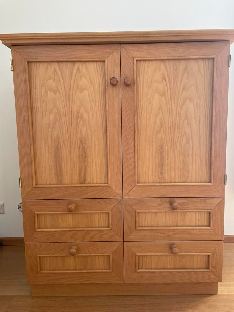 Eiken TV kast, Ophalen, 100 tot 150 cm, 100 tot 150 cm, Eikenhout