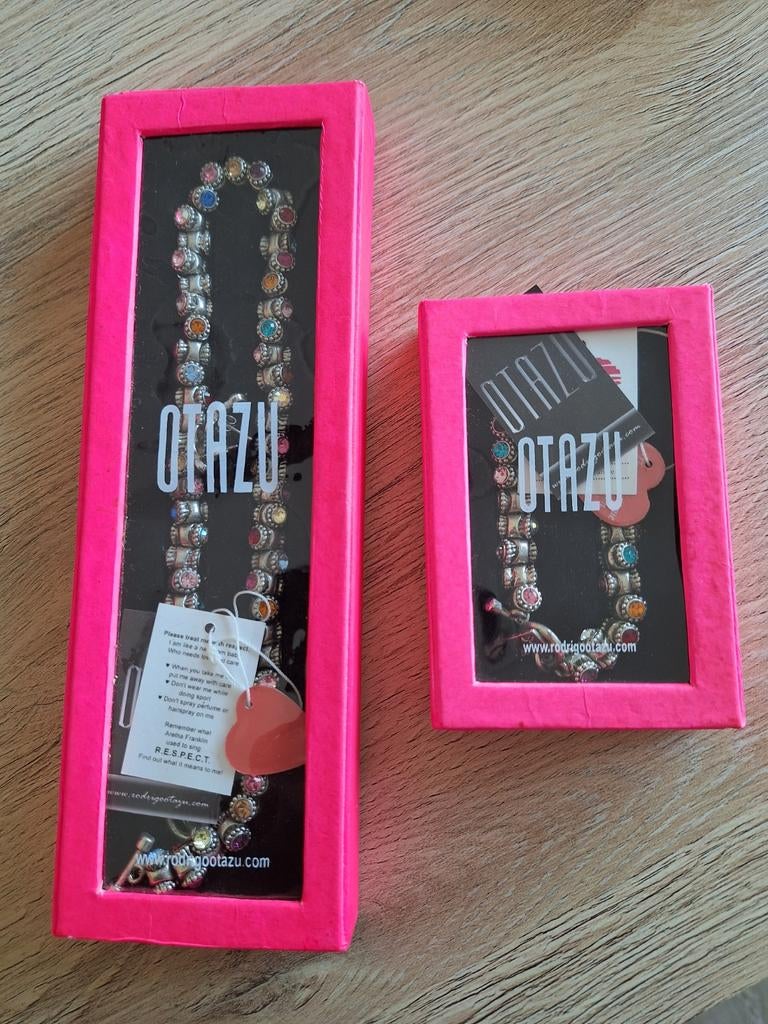 Vintage Otazu ketting en armband met gekleurde kristallen, Met kristal, Overige materialen, Overige kleuren, Nieuw