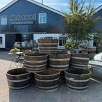 Bloembak | grote ronde Plantenbak | halve ton olijfboom vat, Tuin en Terras, Bloembakken en Plantenbakken, Ophalen, Rond, Balkon