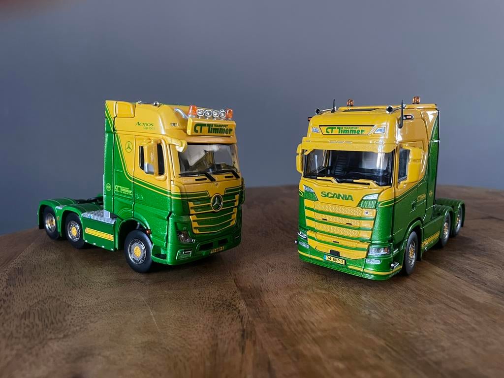 IMC Scania en Mercedes CT Timmer setje, Hobby en Vrije tijd, Modelauto's | 1:50, Ophalen of Verzenden, Zo goed als nieuw, Bus of Vrachtwagen