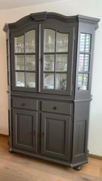 Mooie buffetkast – antracietgrijs – 2-delig – vurenhout, Ophalen, Gebruikt, 200 cm of meer, Grenenhout