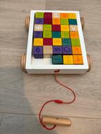 Janod Houten blokkenkar, Ophalen of Verzenden, Gebruikt, Overige typen, Met wieltjes