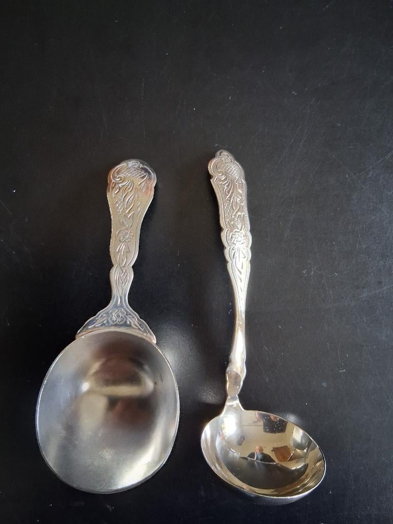 Douwe Egberts roomlepel koffiemaatschep verzilverd, Antiek en Kunst, Ophalen of Verzenden