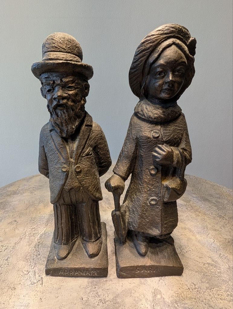 Beelden Abraham en Sara - Bronskleurig, Ophalen of Verzenden, Scène, Beeld, 20 - 50 cm