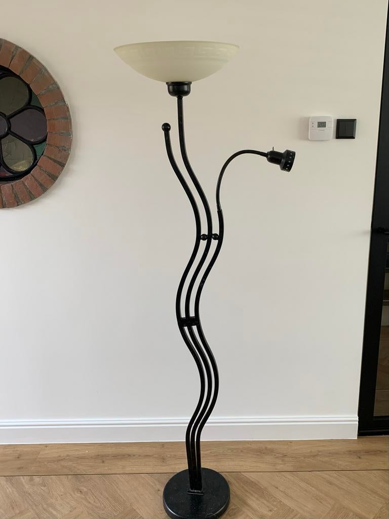 Moderne Griekse stijl vloerlamp met leeslamp - Zwart metaal, Ophalen, Gebruikt, Metaal, 150 tot 200 cm