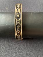 Zilverkleurige armband met symbolen, Ophalen of Verzenden, Gebruikt, Zilver, Overige materialen