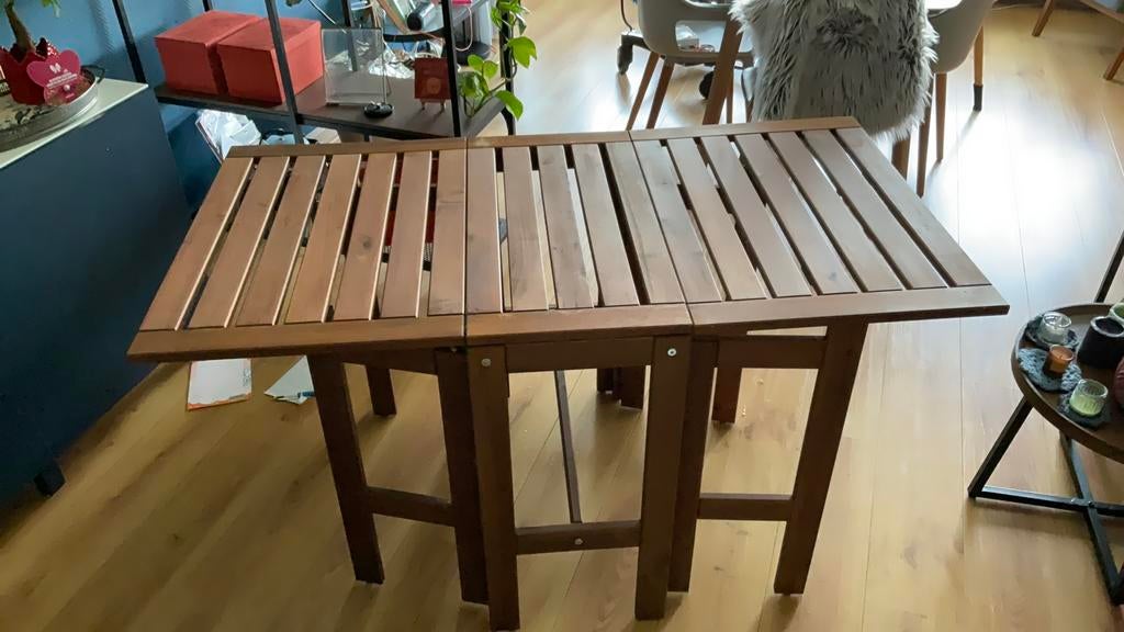 Ikea Äpplarö tuinset (2 bistrostoeltjes) met opbergkist, Zo goed als nieuw, Stoel, Tuinset, Hout