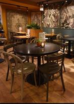 Houten restaurant stoelen, donker taupe en beige, Ophalen, Gebruikt, Meubilair