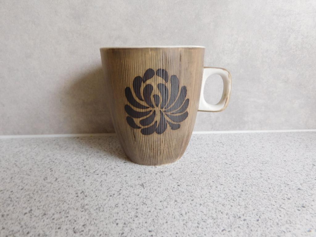 Senseo mok Bloem Bruin Vic's Handpainted, Huis en Inrichting, Keuken | Servies, Ophalen of Verzenden, Zo goed als nieuw, Overige stijlen