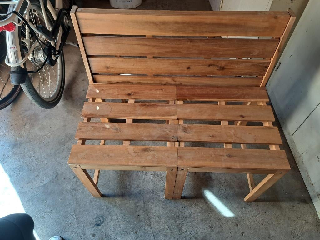 Bankje  picknicktafel, Tuin en Terras, Picknicktafels, Ophalen, Zo goed als nieuw, Inklapbaar, Rechthoekig