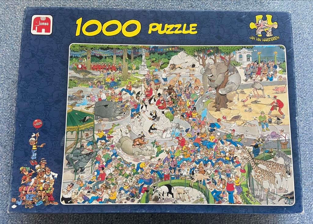 Jumbo Jan van Haasteren Puzzel 1000 stukjes - Dierenpark, Hobby en Vrije tijd, Denksport en Puzzels, Zo goed als nieuw, Legpuzzel