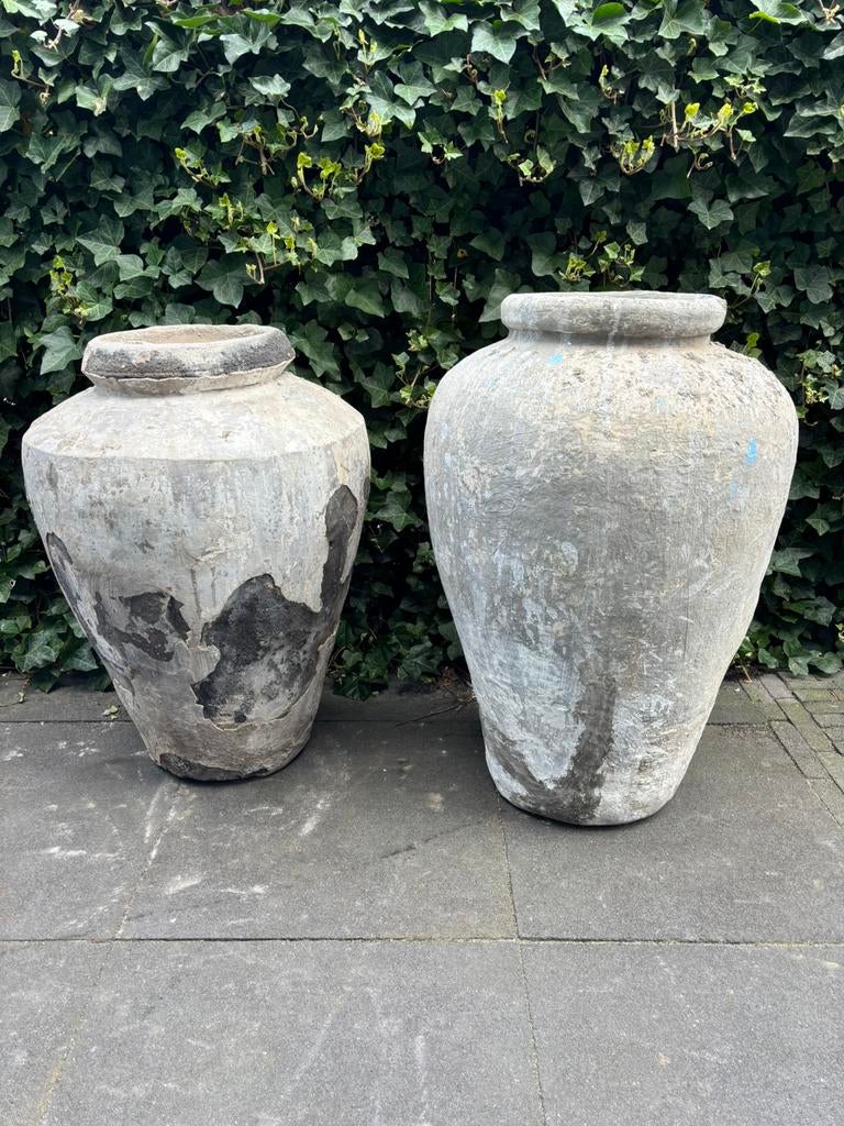 Oude antieke pot olijfpot, Ophalen