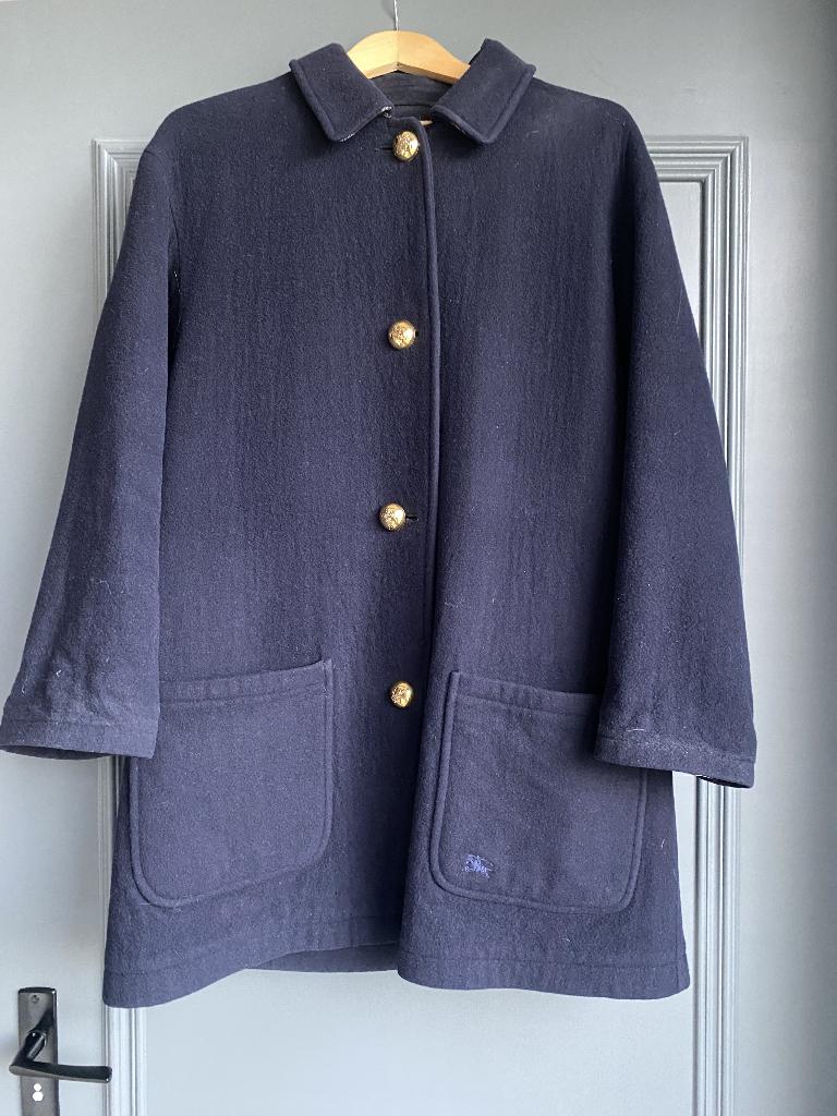 Vintage Burberry jas - blauw met gouden knopen, Maat 38/40 (M), Blauw, Ophalen of Verzenden, Zo goed als nieuw