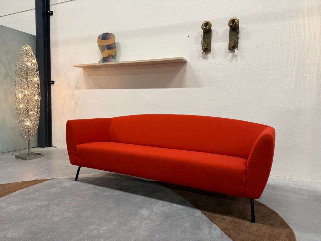 Nieuw Gelderland 6250 Bank 3 zits rood stof Design 214, 75 tot 100 cm, Ophalen of Verzenden, Rechte bank, Gelderland