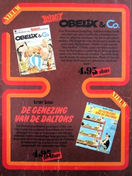 Vintage advertentie reclame Asterix strip 1977 Obelix & Co, Ophalen of Verzenden, Asterix en Obelix, Gebruikt, Plaatje, Poster of Sticker