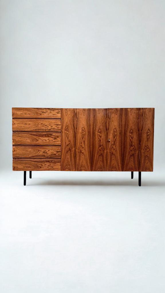 Vintage Midcentury Minimalistisch Dressoir Palissander, Ophalen of Verzenden, Zo goed als nieuw, 25 tot 50 cm
